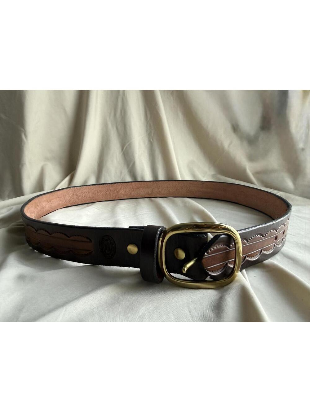 Vintage A.L. Johnson Tooled Leather Western Belt Size‎ 26 XS
